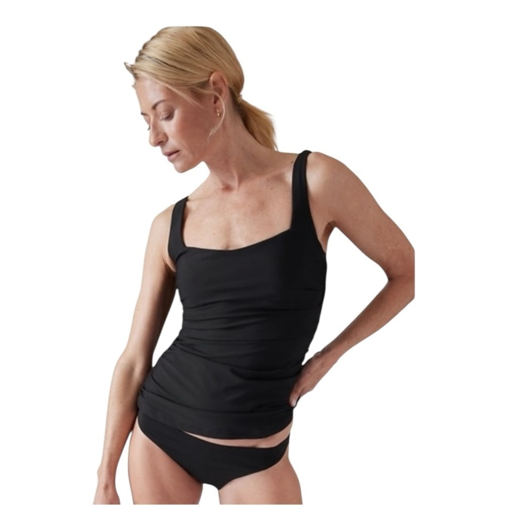 Athleta Black Square Neck Rib Bra Cup Tankinin Womens Size 34 B/C NEW